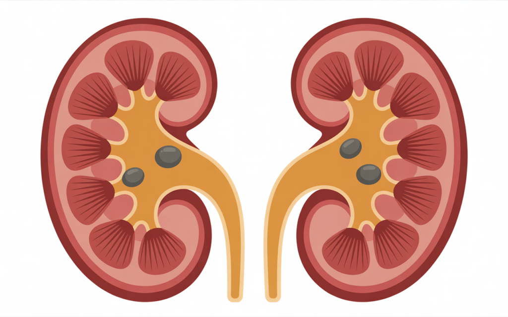 Natural Home Remedies for Kidney Stones including lemon juice, apple cider vinegar, and hydration for prevention.