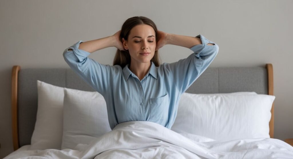 Adult relaxing with herbal tea before bedtime routine