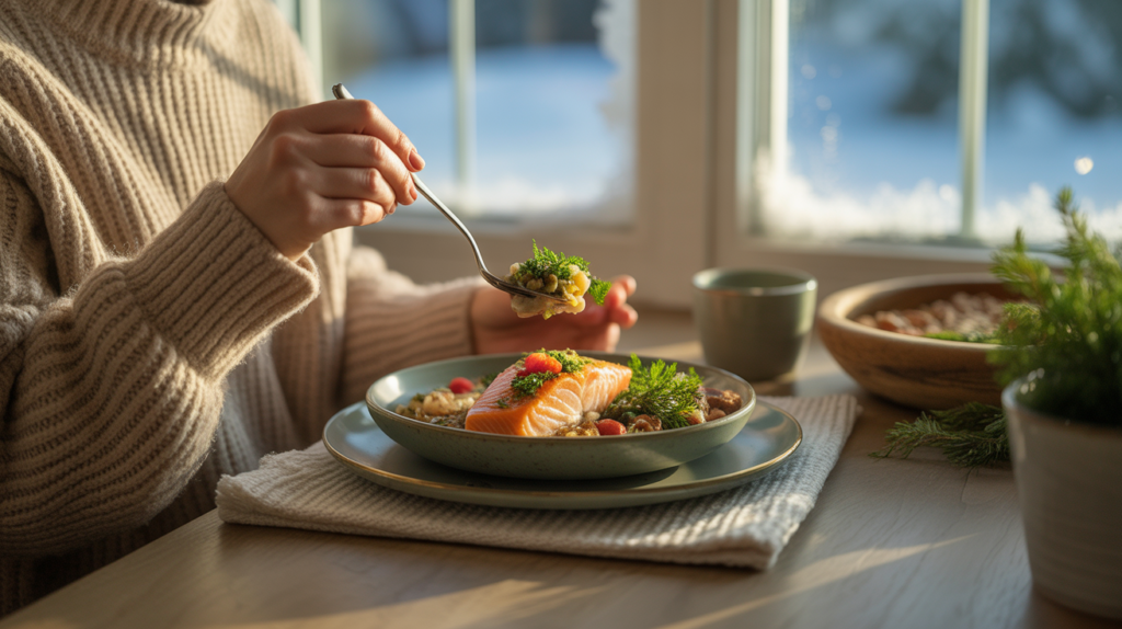 Eating fish in winter supports seasonal nutrition metabolism and immune health