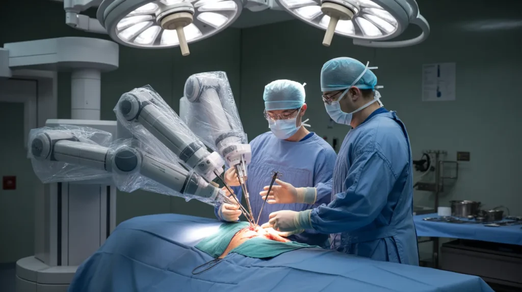 Robotic-assisted surgery with AI-powered medical technology in operating room