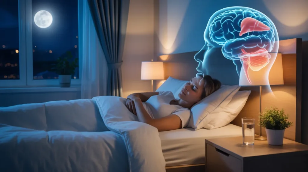 Person sleeping peacefully at night to support detox and body recovery