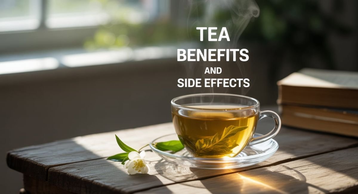 Freshly brewed green tea in a cup with steam rising – highlighting tea benefits