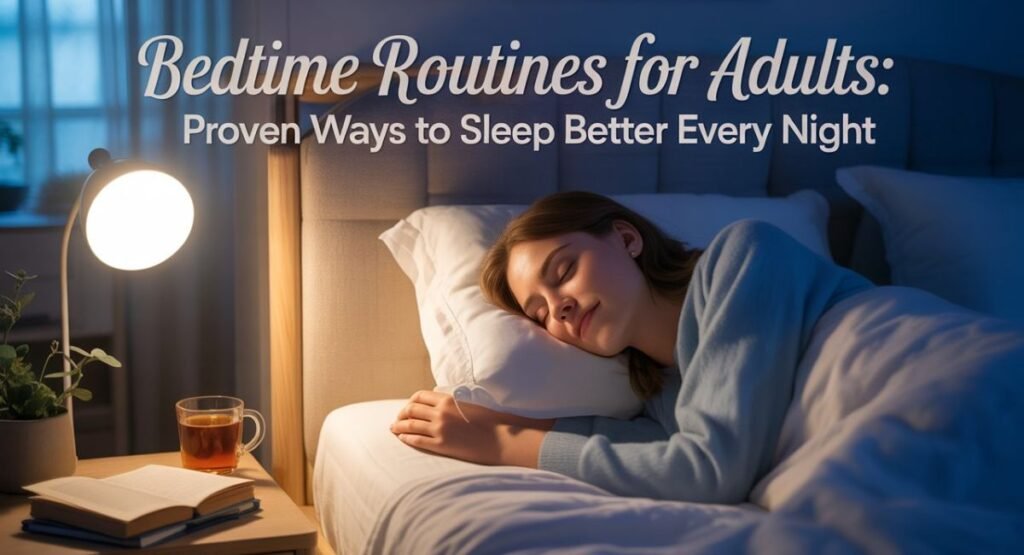 Adult practicing meditation and deep breathing for restful sleep