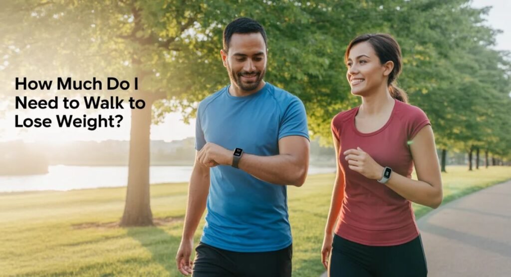 People walking in a park in the USA for weight loss fitness, showing morning outdoor exercise and healthy lifestyle walking for weight loss.